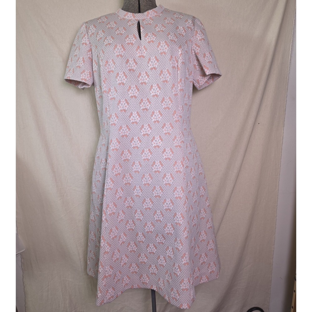 Vintage 60s 70s Volup Orange Cream Silver Glittery Dress XL A Line Floral Union